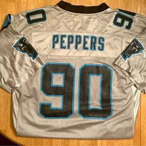 Julius Peppers #90 Carolina Panthers Reebok On Field Jersey Silver Large
